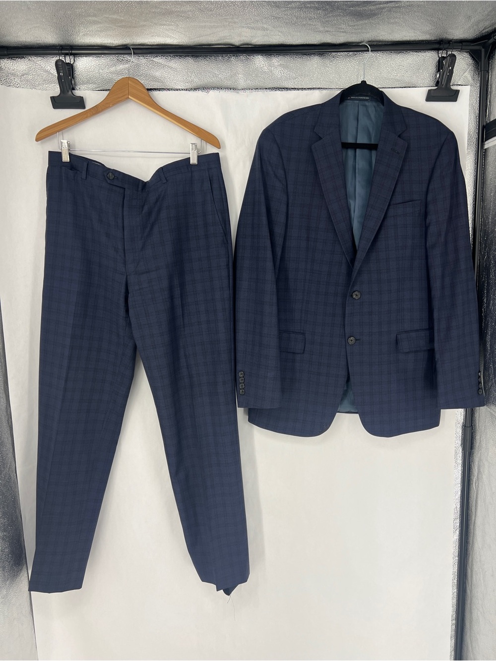 Hart Schaffner Marx Navy Plaid Two-Piece Suit